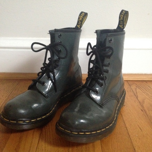 Dr. Martens Shoes - Dr. Martens lace up boots. Gray green. Size 5